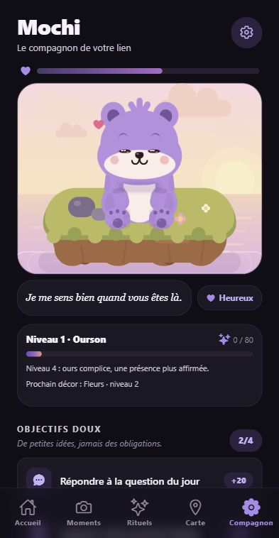 Compagnon virtuel Mochi dans Nearly